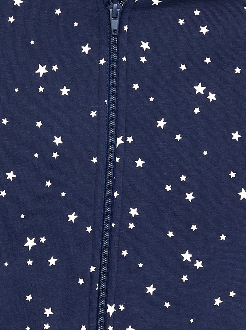 Sweatshirt estampada com fecho e capuz Azul - Kiabi