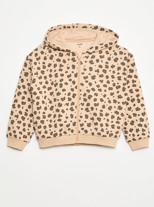 Sweatshirt estampada com fecho e capuz - Kiabi