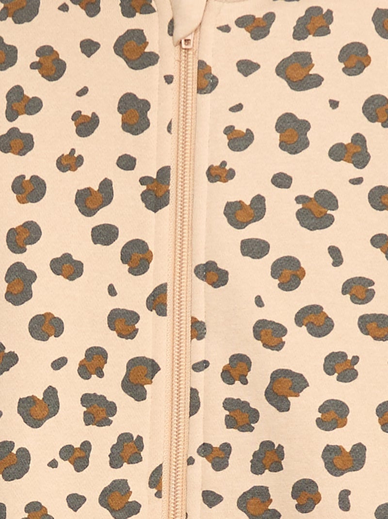 Sweatshirt estampada com fecho e capuz Bege - Kiabi