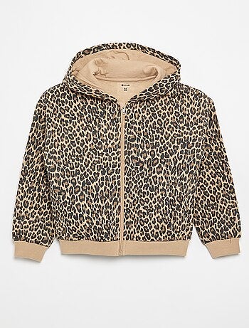Sweatshirt estampada com fecho e capuz