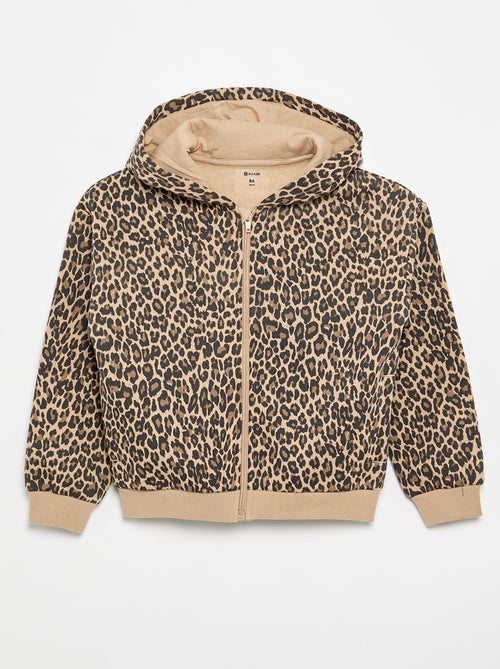 Sweatshirt estampada com fecho e capuz - Kiabi