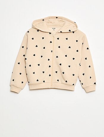 Sweatshirt estampada com fecho e capuz