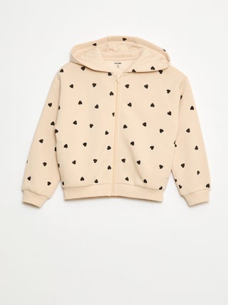 Sweatshirt estampada com fecho e capuz
