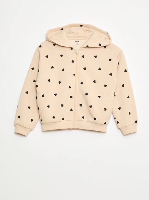 Sweatshirt estampada com fecho e capuz - Kiabi