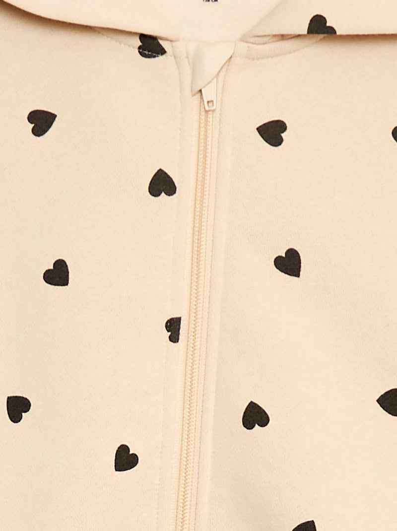 Sweatshirt estampada com fecho e capuz Bege - Kiabi