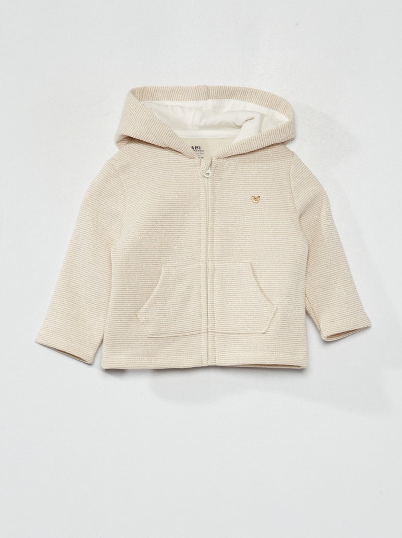 Sweatshirt estampada com fecho e capuz BRANCO - Kiabi