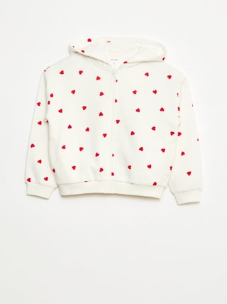 Sweatshirt estampada com fecho e capuz