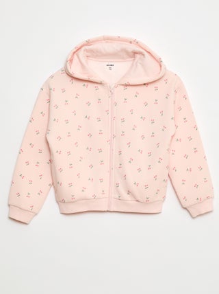 Sweatshirt estampada com fecho e capuz