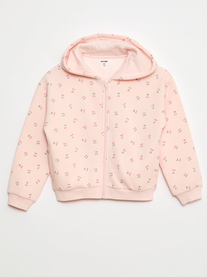 Sweatshirt estampada com fecho e capuz Rosa - Kiabi
