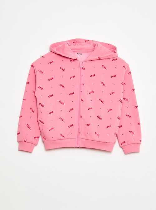 Sweatshirt estampada com fecho e capuz - Kiabi