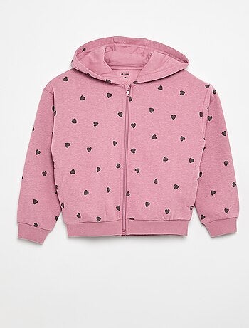 Sweatshirt estampada com fecho e capuz