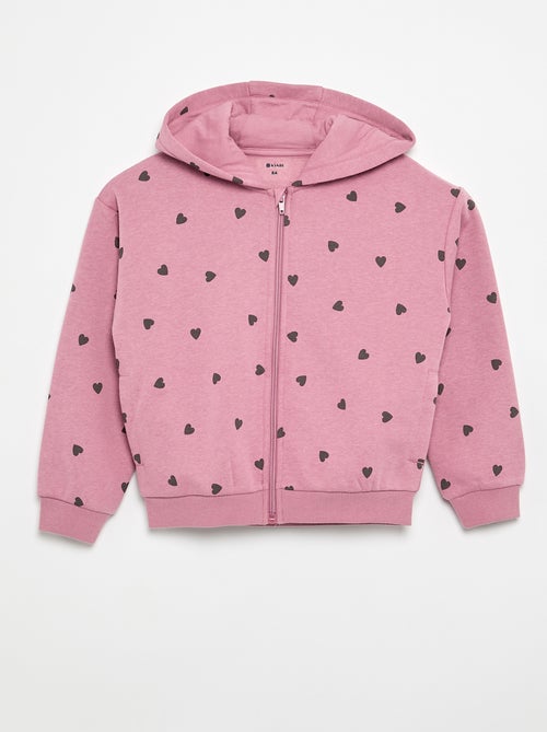 Sweatshirt estampada com fecho e capuz - Kiabi