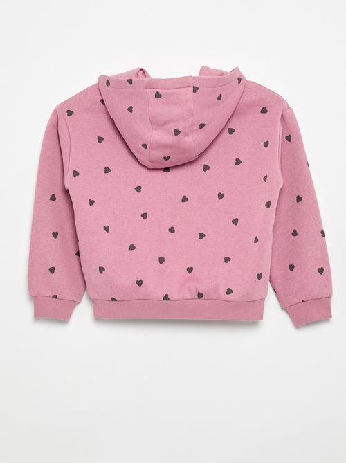 Sweatshirt estampada com fecho e capuz - Kiabi