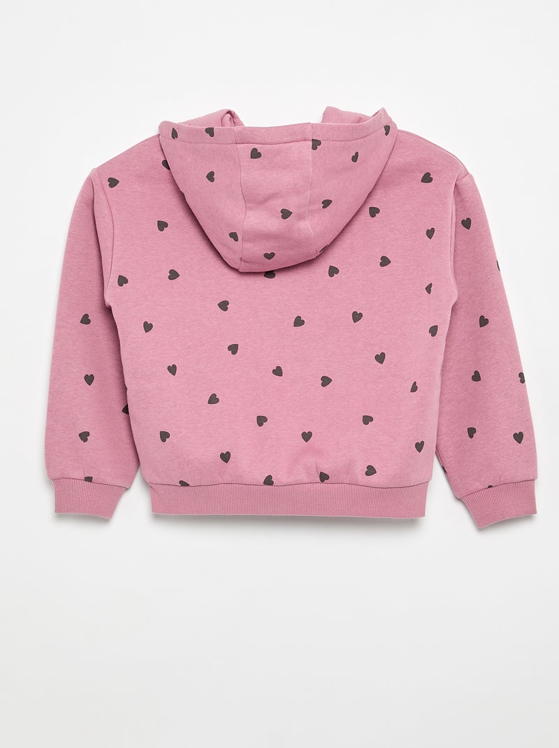 Sweatshirt estampada com fecho e capuz Rosa - Kiabi