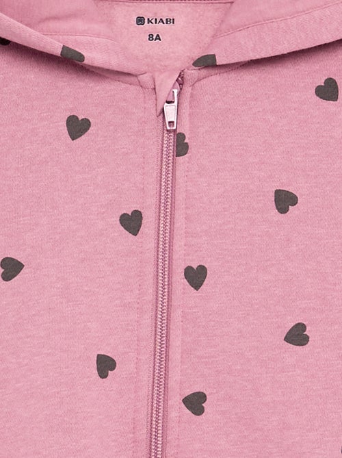 Sweatshirt estampada com fecho e capuz - Kiabi