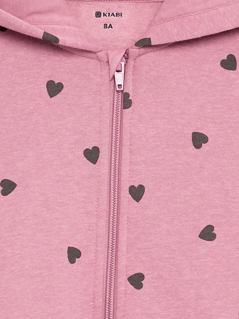 Sweatshirt estampada com fecho e capuz Rosa - Kiabi