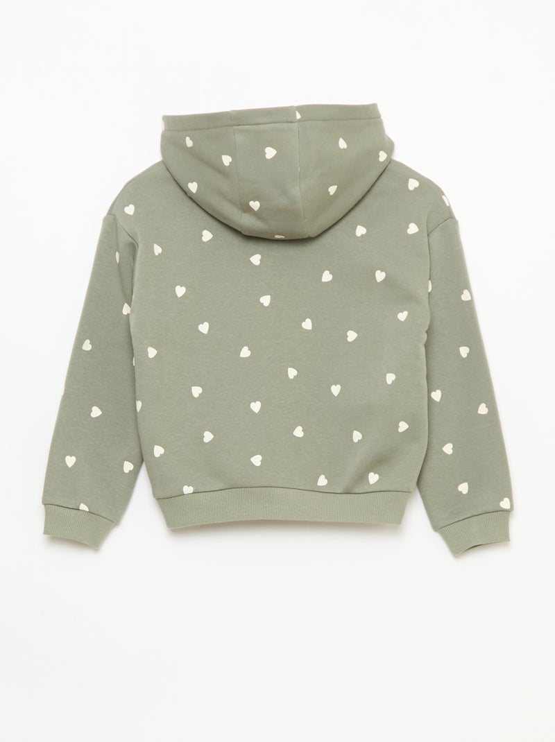 Sweatshirt estampada com fecho e capuz Verde - Kiabi