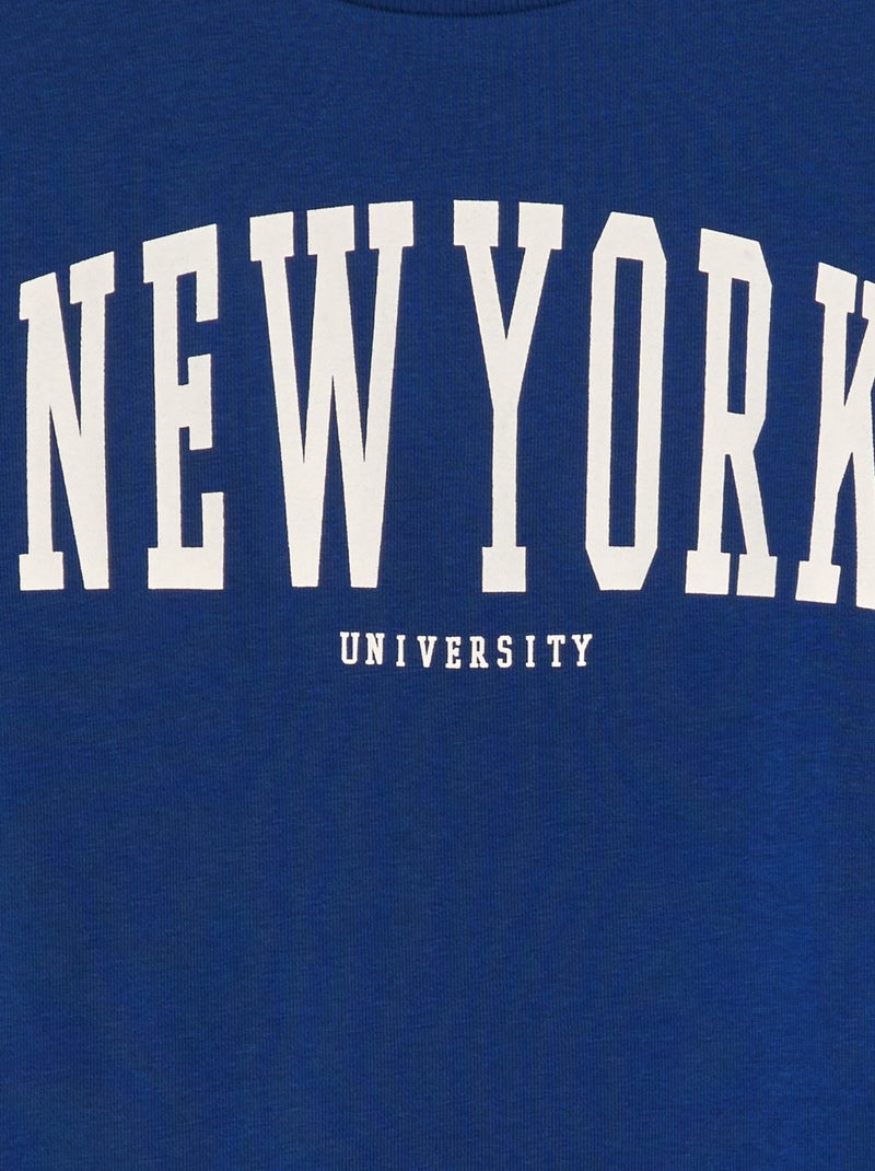 Sweatshirt estampada com gola redonda AZUL - Kiabi