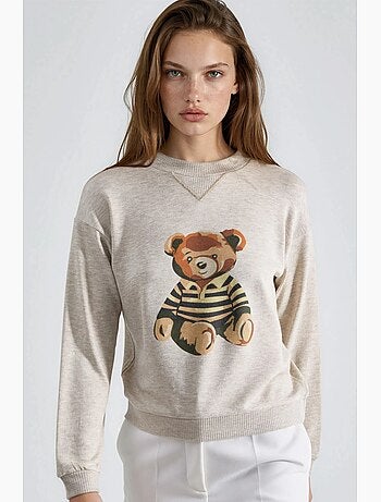 Sweatshirt estampada com gola redonda busem