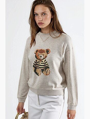Sweatshirt estampada com gola redonda busem