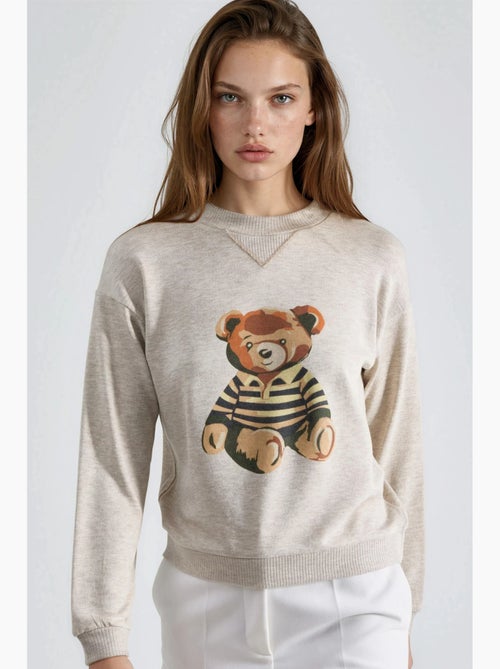 Sweatshirt estampada com gola redonda busem - Kiabi