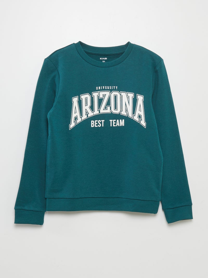 Sweatshirt estampada com gola redonda VERDE - Kiabi