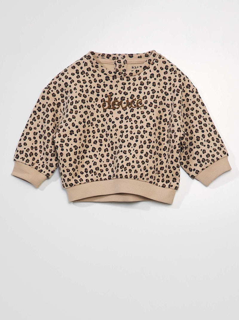 Sweatshirt estampada com mensagem bordada BEGE - Kiabi