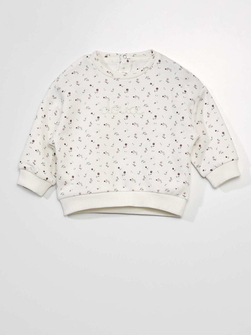 Sweatshirt estampada com mensagem bordada BRANCO - Kiabi