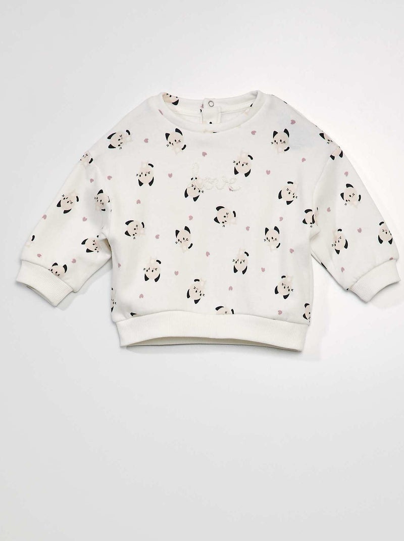 Sweatshirt estampada com mensagem bordada BRANCO - Kiabi