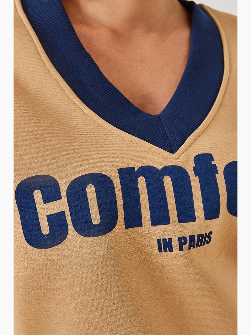 Sweatshirt estampada comfort lucci Camelo - Kiabi