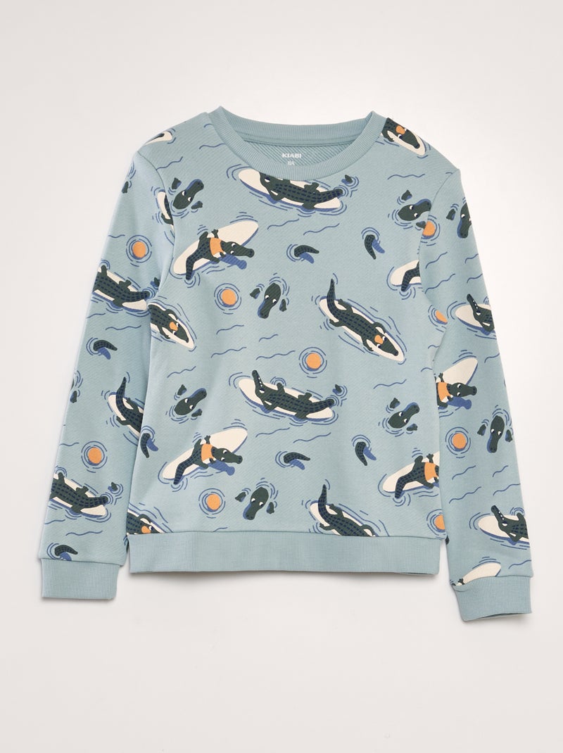 Sweatshirt estampada em french terry AZUL - Kiabi