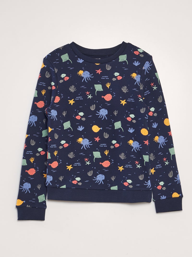Sweatshirt estampada em french terry AZUL - Kiabi