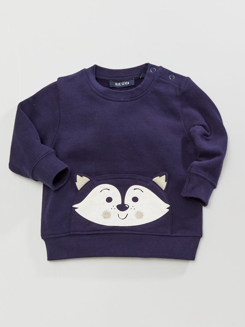 Sweatshirt estampada em moletão Azul Marinho - Kiabi