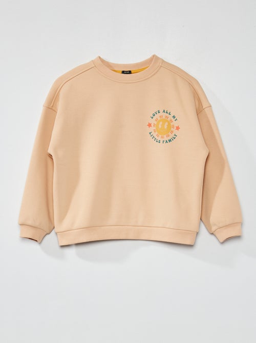 Sweatshirt estampada em moletão e gola redonda - Kiabi