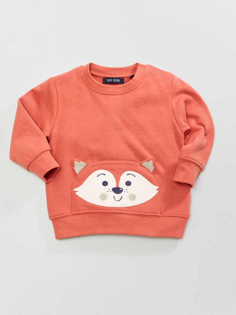 Sweatshirt estampada em moletão Vermelho Tijolo - Kiabi