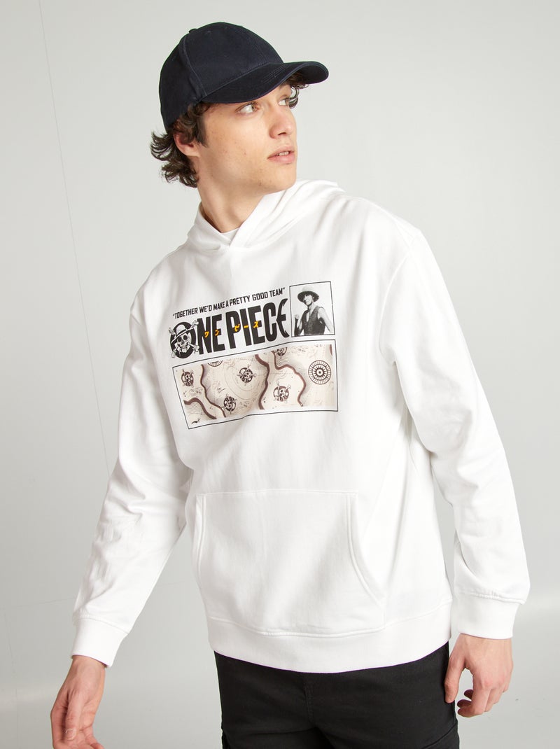 Sweatshirt estampada 'One Piece' em moletão Branco - Kiabi