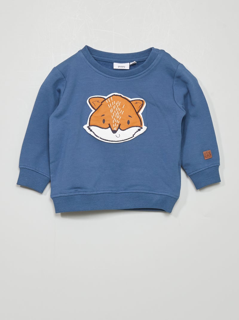 Sweatshirt estampada 'raposa' - azul Azul - Kiabi