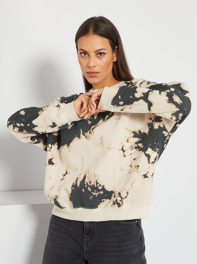 Sweatshirt estampada 'tie and dye' BRANCO - Kiabi