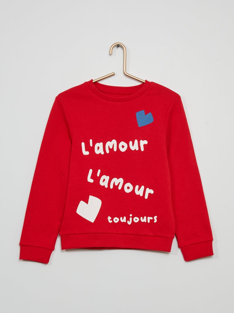 Sweatshirt estampada unissexo VERMELHO - Kiabi