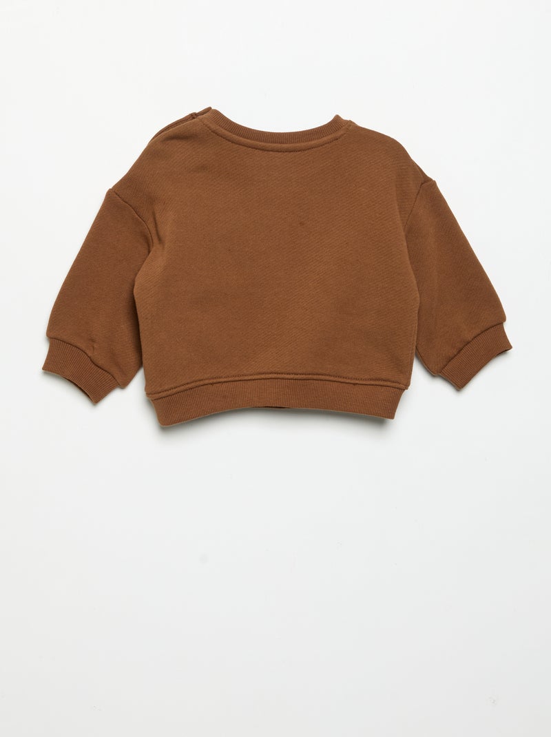 Sweatshirt estampado de manga comprida Castanho - Kiabi