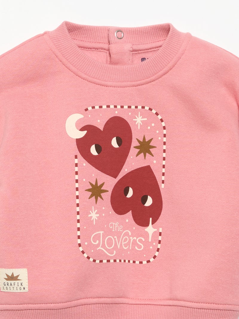Sweatshirt estampado de manga comprida Rosa - Kiabi