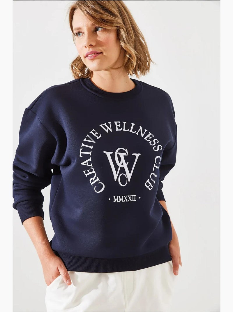 Sweatshirt estampado escovado de três fios mbhs lucci Azul-marinho - Kiabi