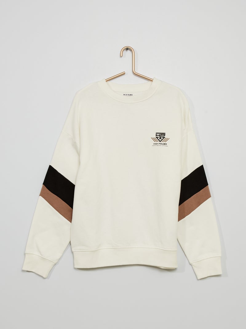 Sweatshirt estilo 'bloco de cor' BRANCO - Kiabi
