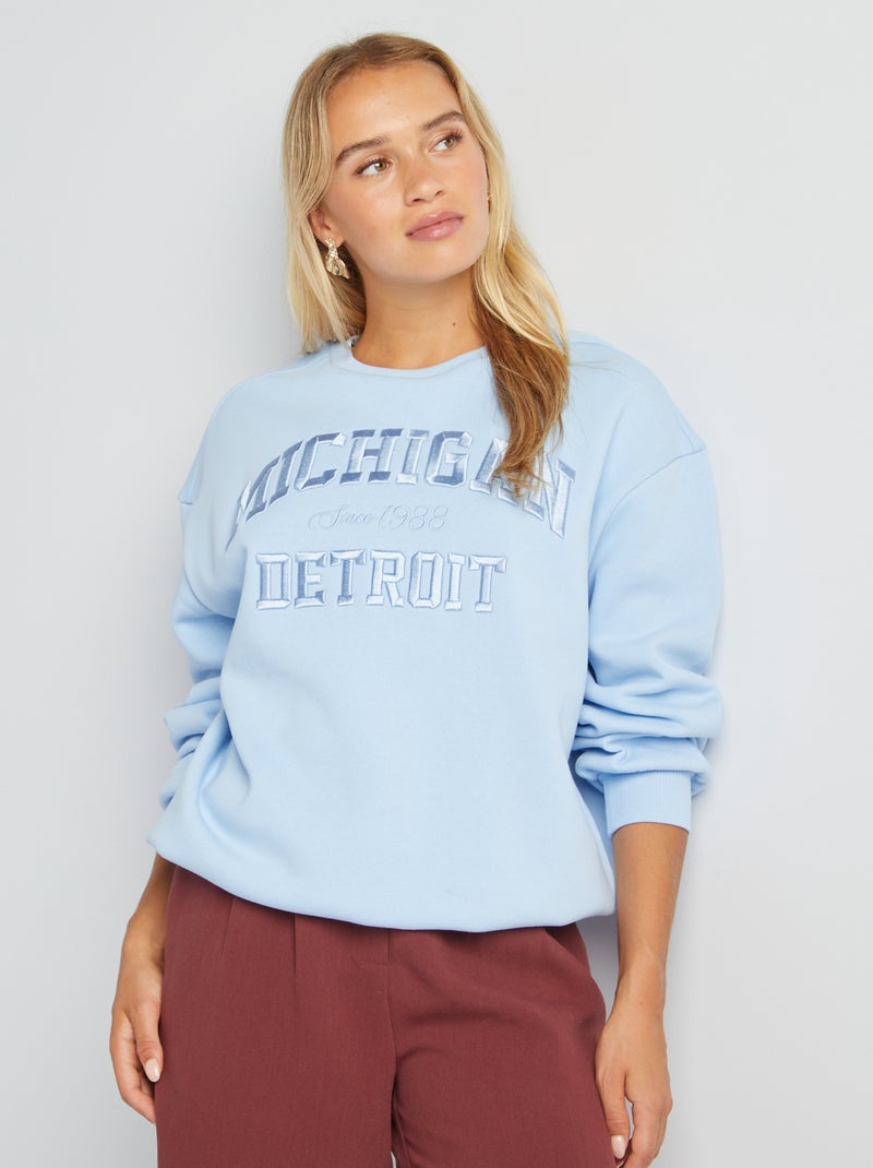 Sweatshirt estilo campus AZUL - Kiabi