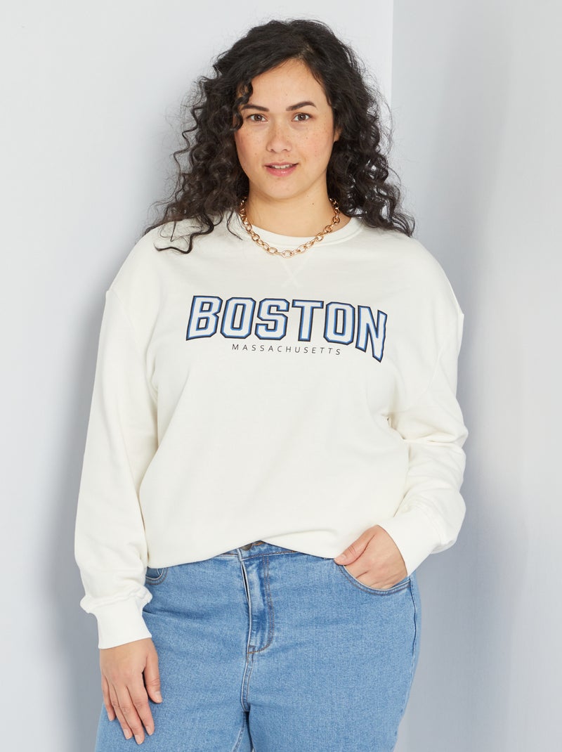 Sweatshirt estilo campus 'Boston' BRANCO - Kiabi