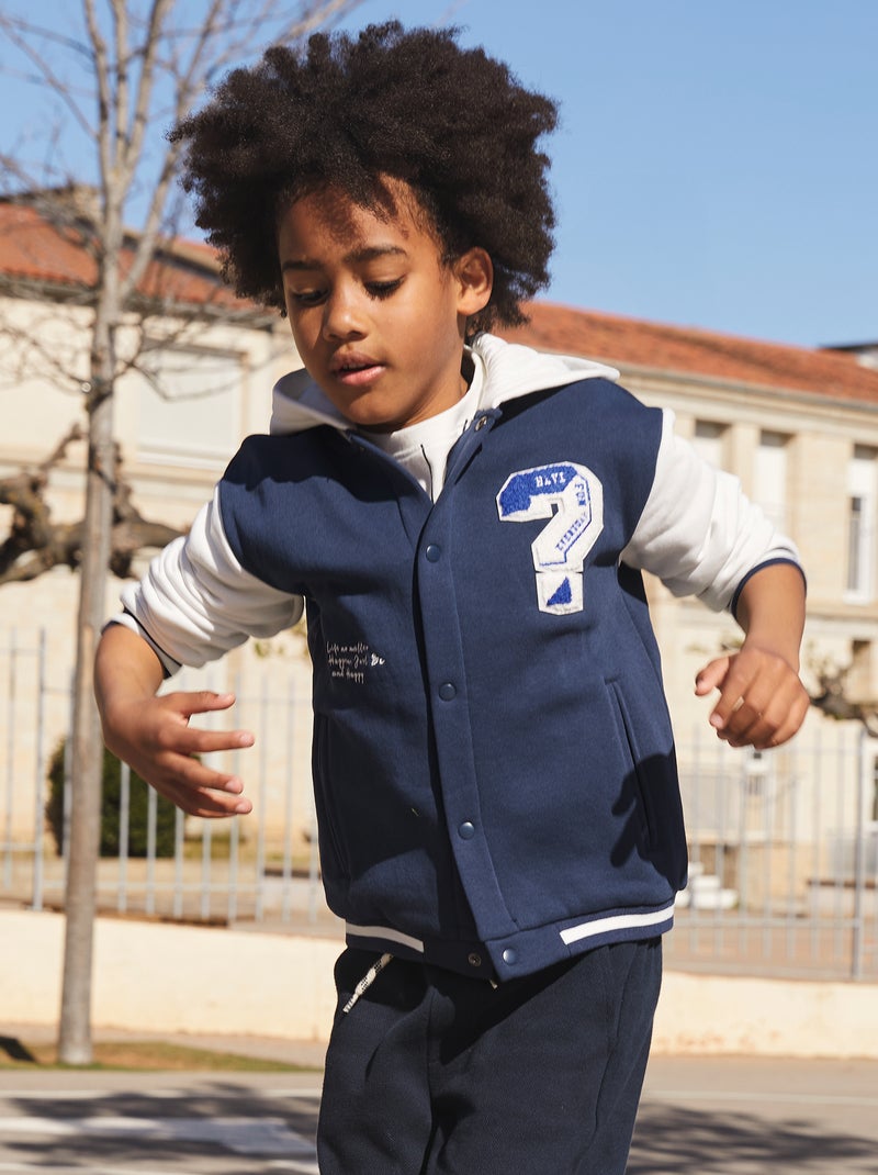 Sweatshirt estilo campus com capuz AZUL - Kiabi