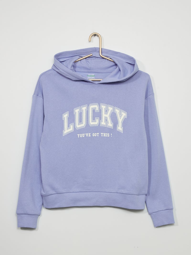 Sweatshirt estilo campus com capuz AZUL - Kiabi