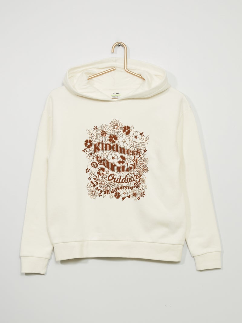 Sweatshirt estilo campus com capuz BRANCO - Kiabi