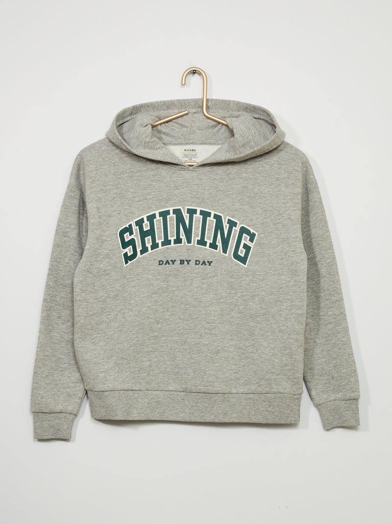 Sweatshirt estilo campus com capuz CINZA - Kiabi