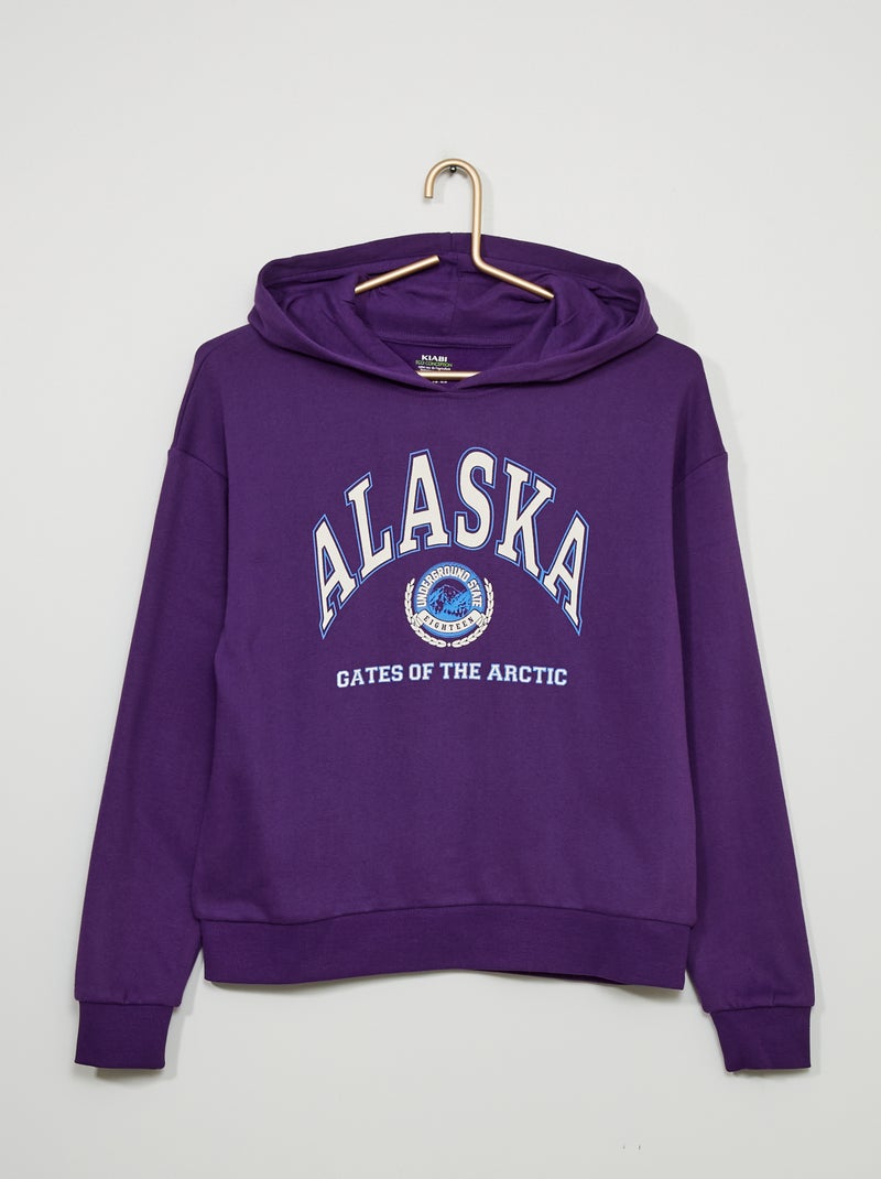 Sweatshirt estilo campus com capuz VIOLETA - Kiabi